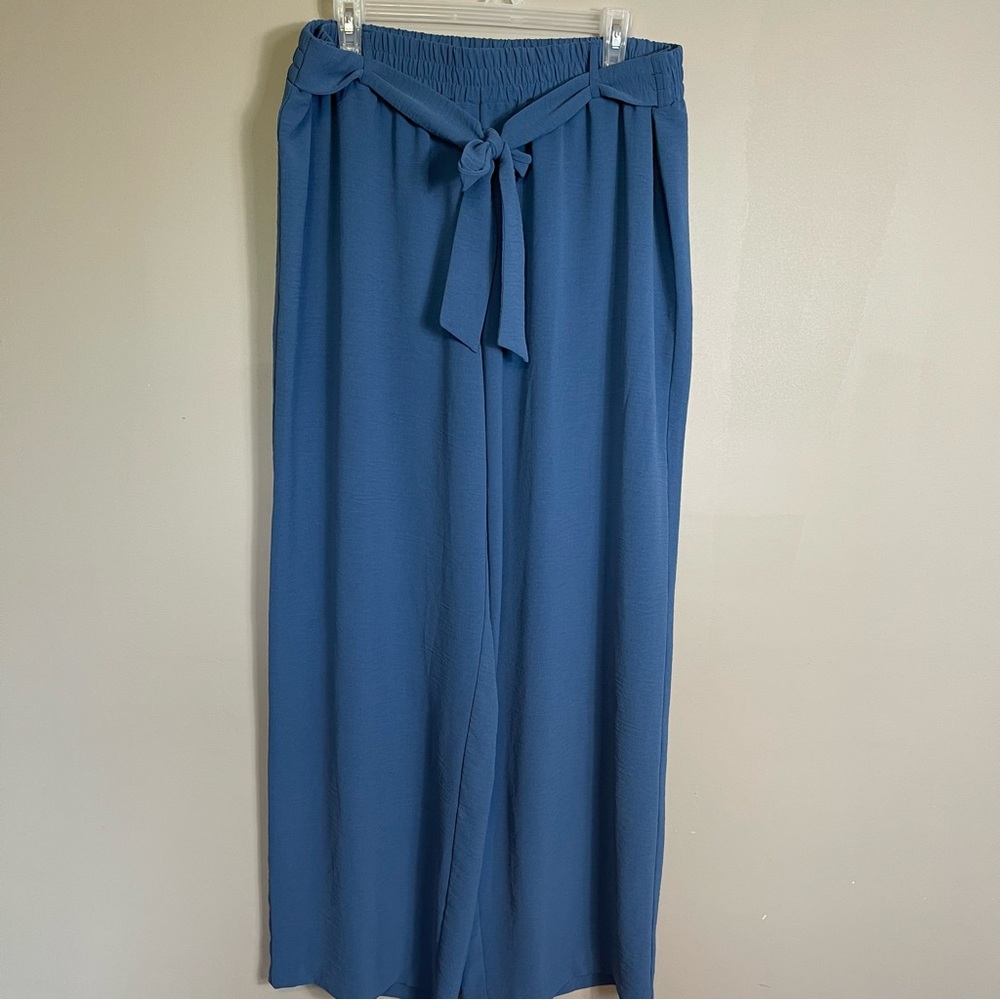 NYCC Wide Leg Trousers Plus Size 2X Pull On Pants Casual Office Wear Tie Waist